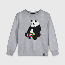 Свитшот хлопковый детский Панда с кубиком, цвет: меланж