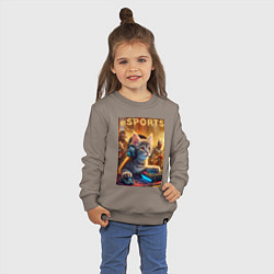 Свитшот хлопковый детский Прикольный котёнок - киберспорт, цвет: утренний латте — фото 2