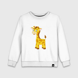 Свитшот хлопковый детский Милый пятнистый жираф, цвет: белый