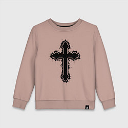 Свитшот хлопковый детский Крест православный христианский, цвет: пыльно-розовый
