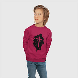 Свитшот хлопковый детский Крест католический графика, цвет: маджента — фото 2