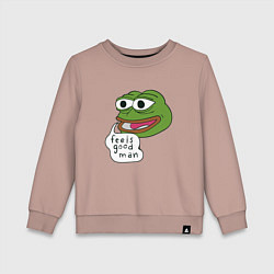 Свитшот хлопковый детский Pepe feels good man, цвет: пыльно-розовый