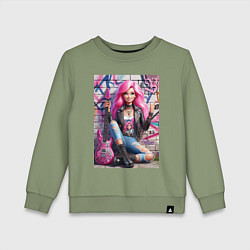 Детский свитшот Барби панк гитарист - нейросеть