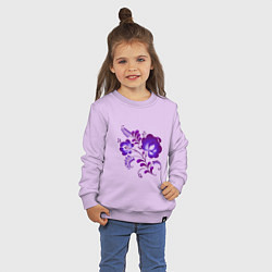 Свитшот хлопковый детский Веточка с цветами - фиолетовая гжель, цвет: лаванда — фото 2