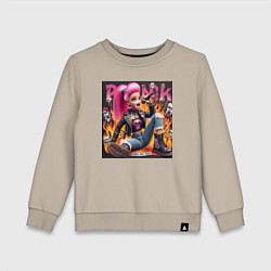 Свитшот хлопковый детский Barbie singer - punks not dead, цвет: миндальный