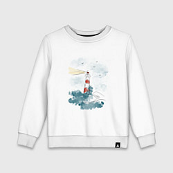 Детский свитшот Маяк и волны - акварель