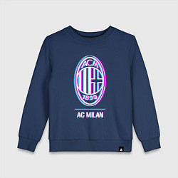 Свитшот хлопковый детский AC Milan FC в стиле glitch, цвет: тёмно-синий