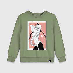 Детский свитшот Человек бензопила Пауэр в офисном костюме