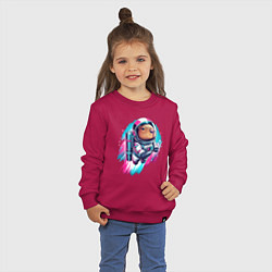 Свитшот хлопковый детский Полёт космонавта капибары - нейросеть, цвет: маджента — фото 2