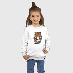 Свитшот хлопковый детский Тигр и морская волна, цвет: белый — фото 2