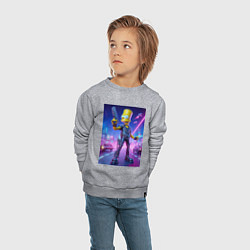 Свитшот хлопковый детский Cyber Bart - neon glow ai art, цвет: меланж — фото 2
