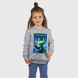 Свитшот хлопковый детский Cyber Bart - neon glow ai art, цвет: меланж — фото 2