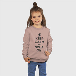 Свитшот хлопковый детский Keep calm and ninja on, цвет: пыльно-розовый — фото 2