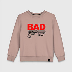 Свитшот хлопковый детский Bad boy with gun, цвет: пыльно-розовый