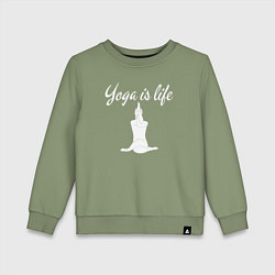 Свитшот хлопковый детский Yoga is life, цвет: авокадо