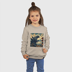 Свитшот хлопковый детский Кайдзю в Японии, цвет: миндальный — фото 2