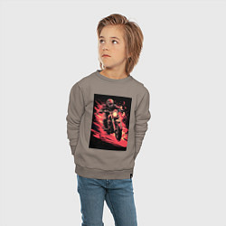 Свитшот хлопковый детский Мотокросс красные брызги, цвет: утренний латте — фото 2