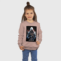 Свитшот хлопковый детский Assassins creed огненный фон, цвет: пыльно-розовый — фото 2