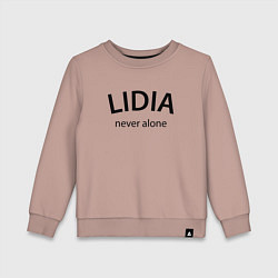 Свитшот хлопковый детский Lidia never alone - motto, цвет: пыльно-розовый