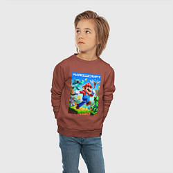 Свитшот хлопковый детский Mario in Minecraft - ai art collaboration, цвет: кирпичный — фото 2
