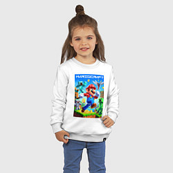 Свитшот хлопковый детский Mario in Minecraft - ai art collaboration, цвет: белый — фото 2