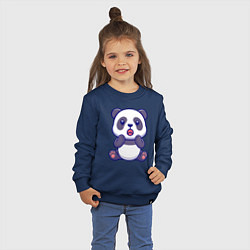 Свитшот хлопковый детский Удивлённая панда, цвет: тёмно-синий — фото 2