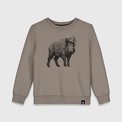 Детский свитшот Кабан в новогоднем колпаке