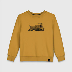 Свитшот хлопковый детский Кабан спешит на Новый год, цвет: горчичный