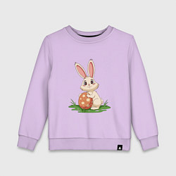 Свитшот хлопковый детский Пасхальный кролик и пасхальное яйцо, цвет: лаванда