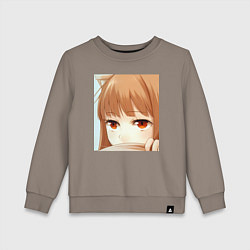 Свитшот хлопковый детский Волчица и пряности Холо, цвет: утренний латте