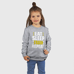 Свитшот хлопковый детский Eat sleep train, цвет: меланж — фото 2