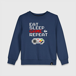 Детский свитшот Eat sleep game repeat lettering