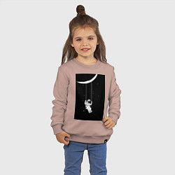 Свитшот хлопковый детский Космонавт на качелях планета, цвет: пыльно-розовый — фото 2