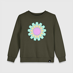 Свитшот хлопковый детский Круговые фигуры, цвет: хаки