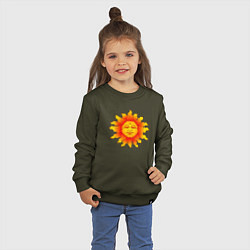 Свитшот хлопковый детский Огненное солнце, цвет: хаки — фото 2