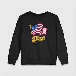 Свитшот хлопковый детский American flag, цвет: черный