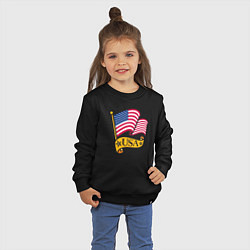 Свитшот хлопковый детский American flag, цвет: черный — фото 2