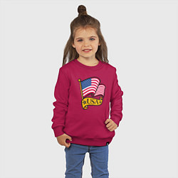 Свитшот хлопковый детский American flag, цвет: маджента — фото 2