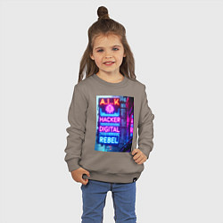 Свитшот хлопковый детский Ai hacker digital rebel - neon glow, цвет: утренний латте — фото 2