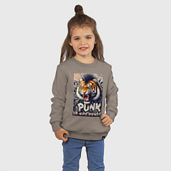 Свитшот хлопковый детский Cool tiger - punks not dead, цвет: утренний латте — фото 2