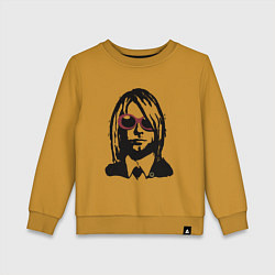 Свитшот хлопковый детский Kurt Cobain Nirvana portrait, цвет: горчичный