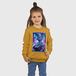 Свитшот хлопковый детский Cyber panter - ai art fantasy, цвет: горчичный — фото 2