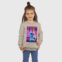 Свитшот хлопковый детский Neon Bart - with skateboard ai art fantasy, цвет: миндальный — фото 2