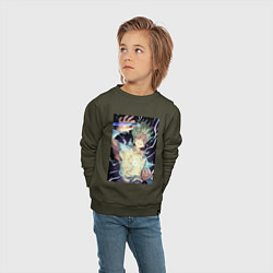 Свитшот хлопковый детский Сэнку Исигами, цвет: хаки — фото 2