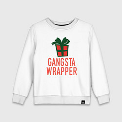 Свитшот хлопковый детский Gangsta wrapper, цвет: белый