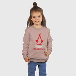 Свитшот хлопковый детский Assassins creed shadows logo, цвет: пыльно-розовый — фото 2