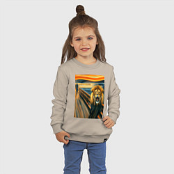 Свитшот хлопковый детский Лев кричит - мем картина от нейросети, цвет: миндальный — фото 2