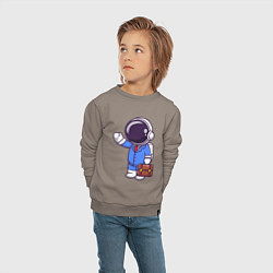 Свитшот хлопковый детский Космонавт с чемоданом, цвет: утренний латте — фото 2