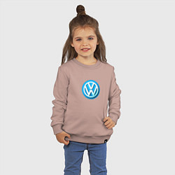 Свитшот хлопковый детский Volkswagen logo blue, цвет: пыльно-розовый — фото 2