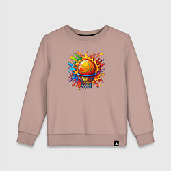 Свитшот хлопковый детский Мяч в баскетбольном кольце, цвет: пыльно-розовый